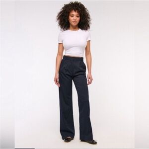 Abercrombie & Fitch Navy Pinstripe Wide Leg Pants